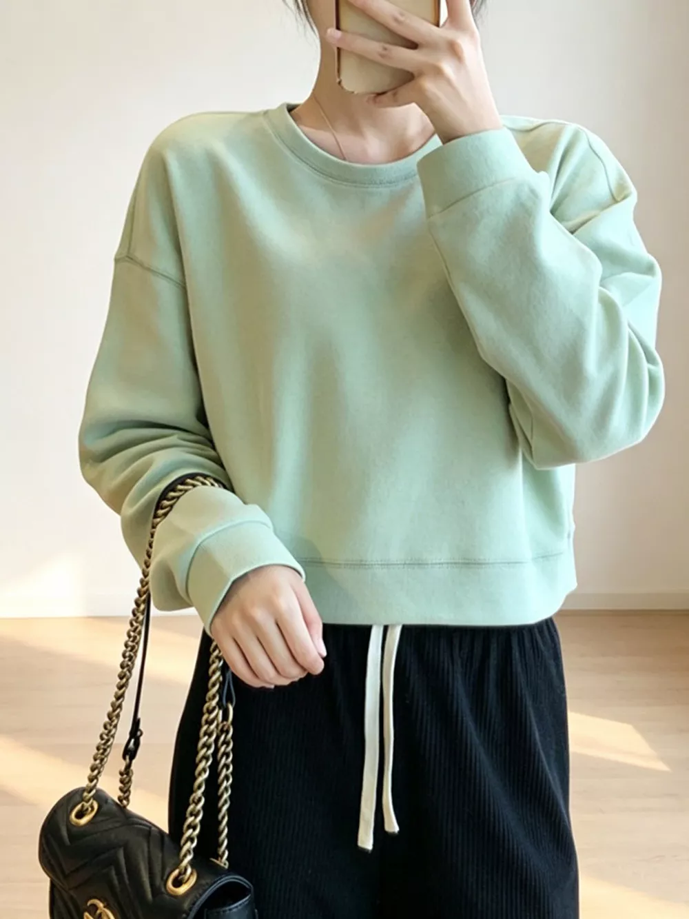 Crew Neck  Drop Shoulder Sweatshirt, image 7