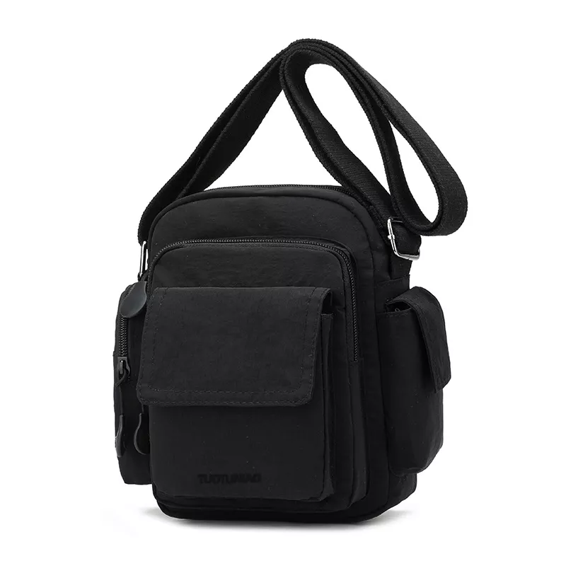 Multi-Pocket Lightweight Nylon Crossbody Bag