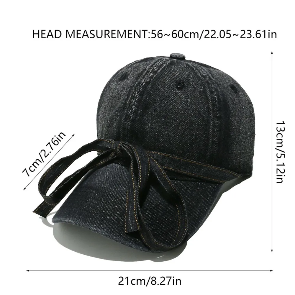 Washed Bow Denim Baseball Cap, image 9
