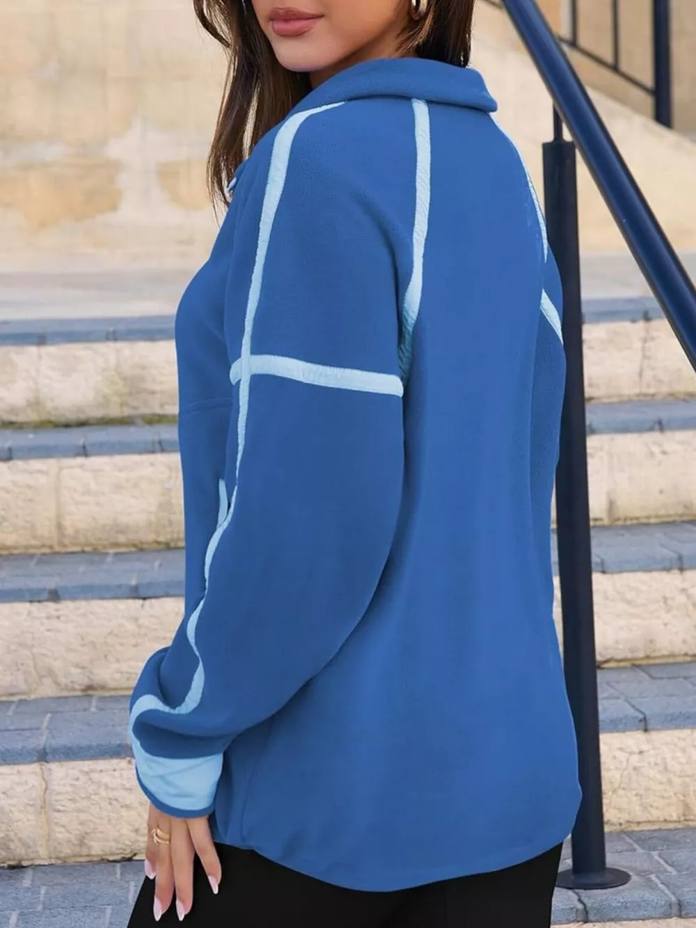 Half Zip Dropped Shoulder Sweatshirt, image 3