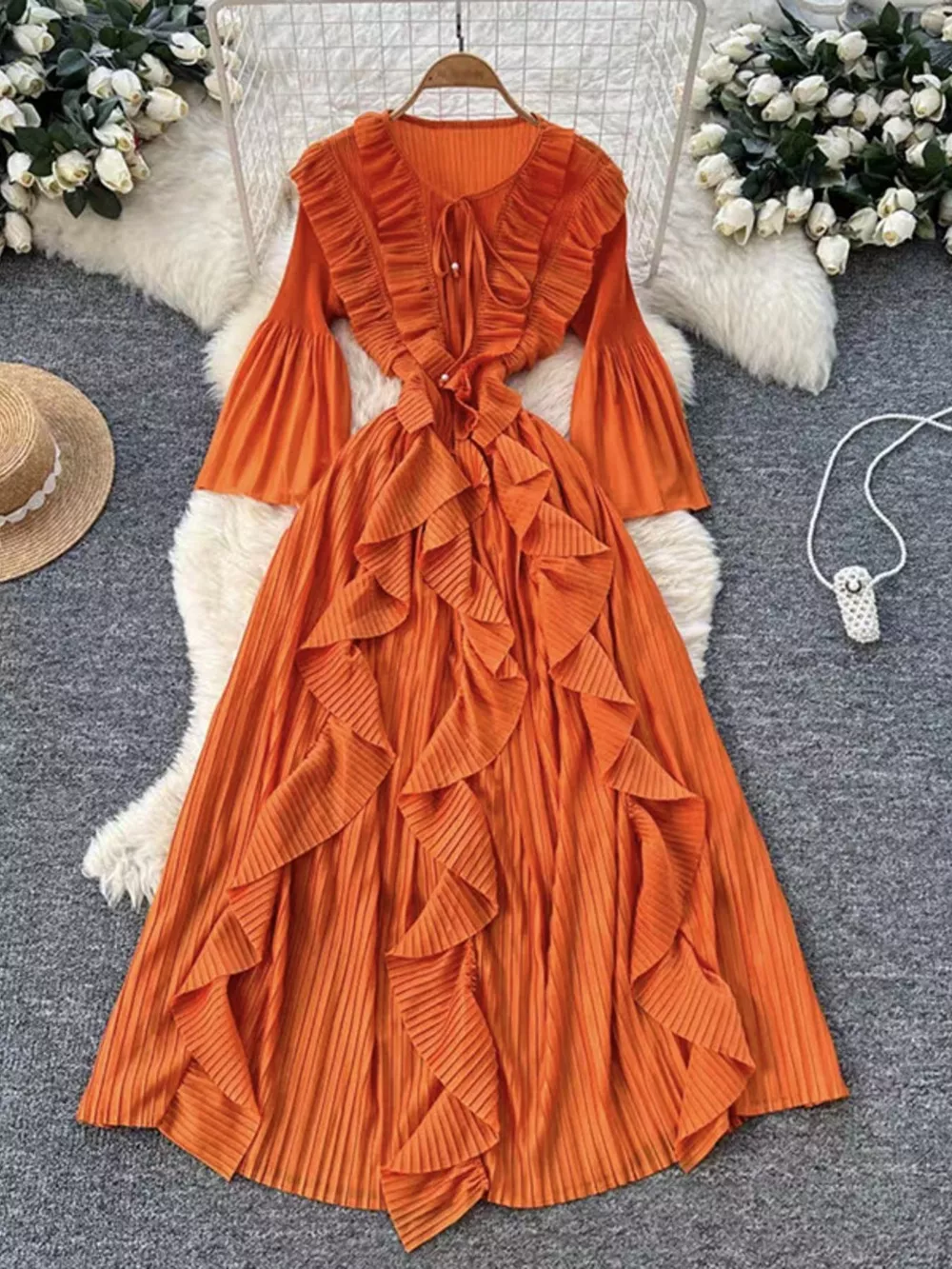 Ruffled A-Line Midi Dress, image 7