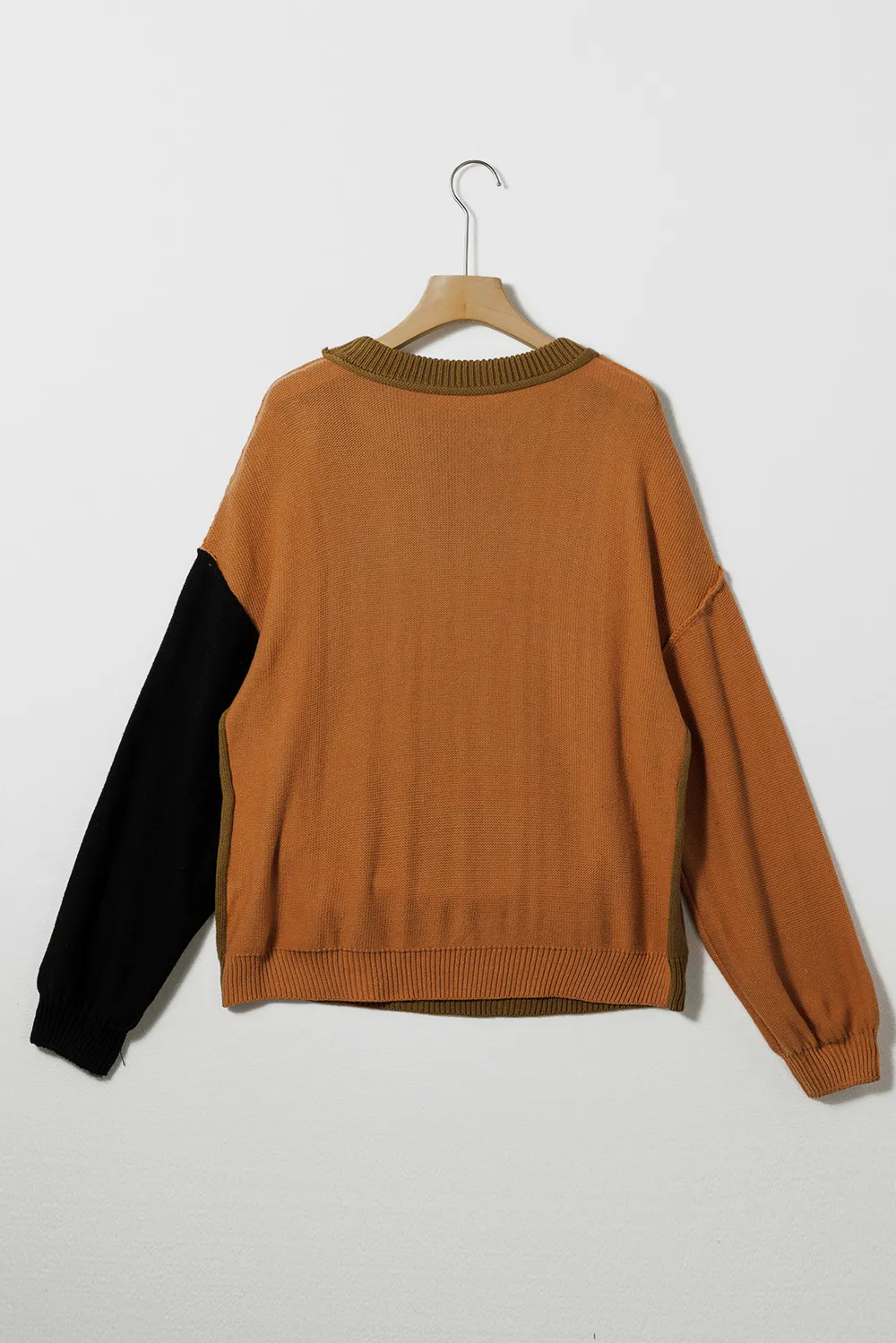 Contrast Round Neck Dropped Shoulder Sweater, image 18