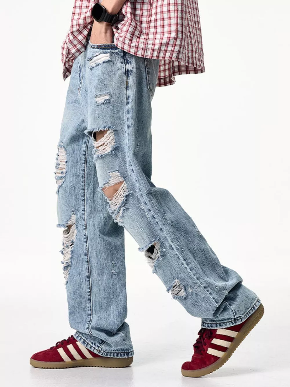 Men's Distressed Wide Leg Jeans, image 4