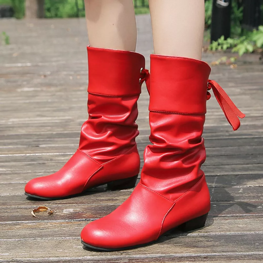 Round Toe Block Heels Boots, image 6