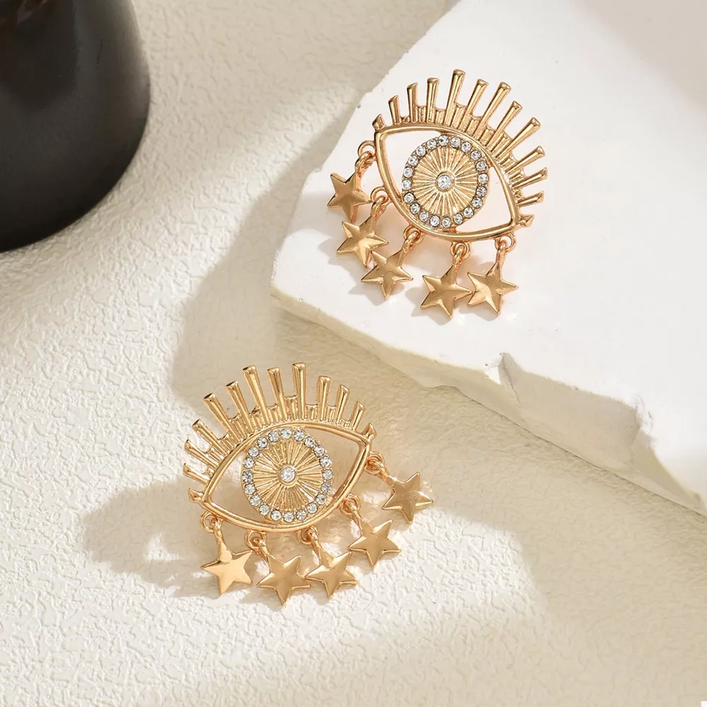 18K Gold-Plated Evil Eye Star Earrings