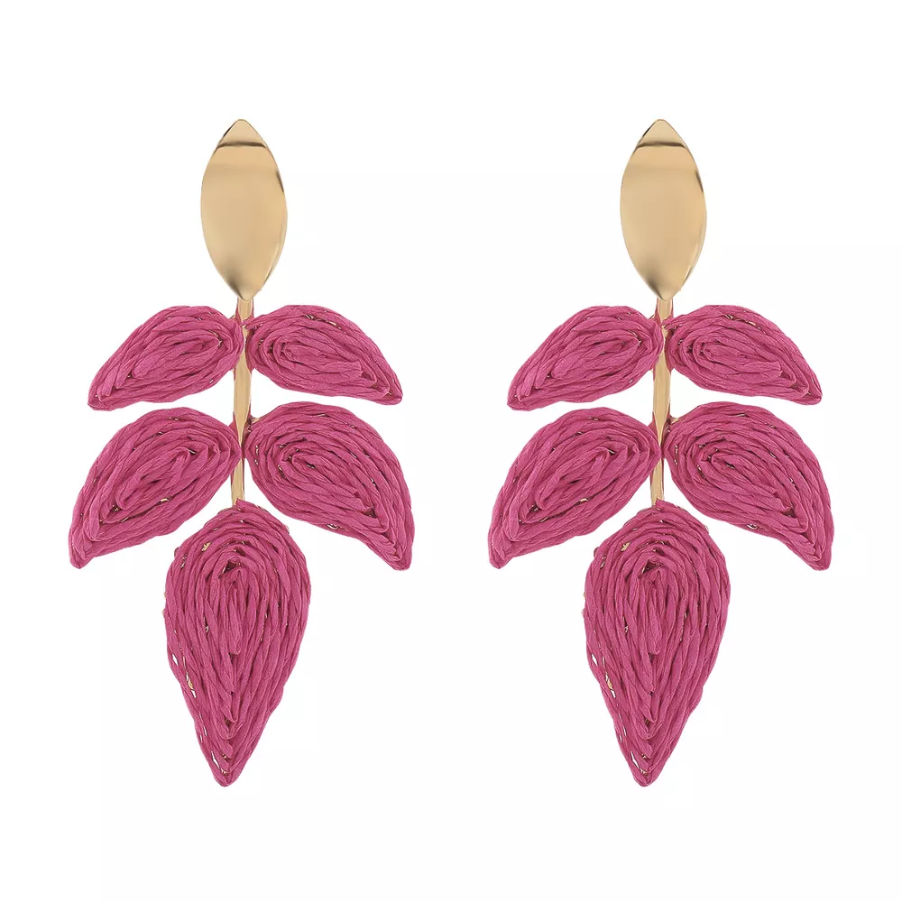 Rattan Woven Leaf Dangle Earrings, image 11