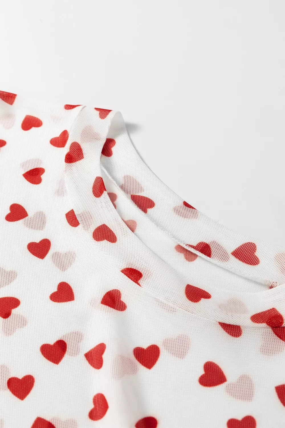 Sheer Heart Print Fitted Top, image 16