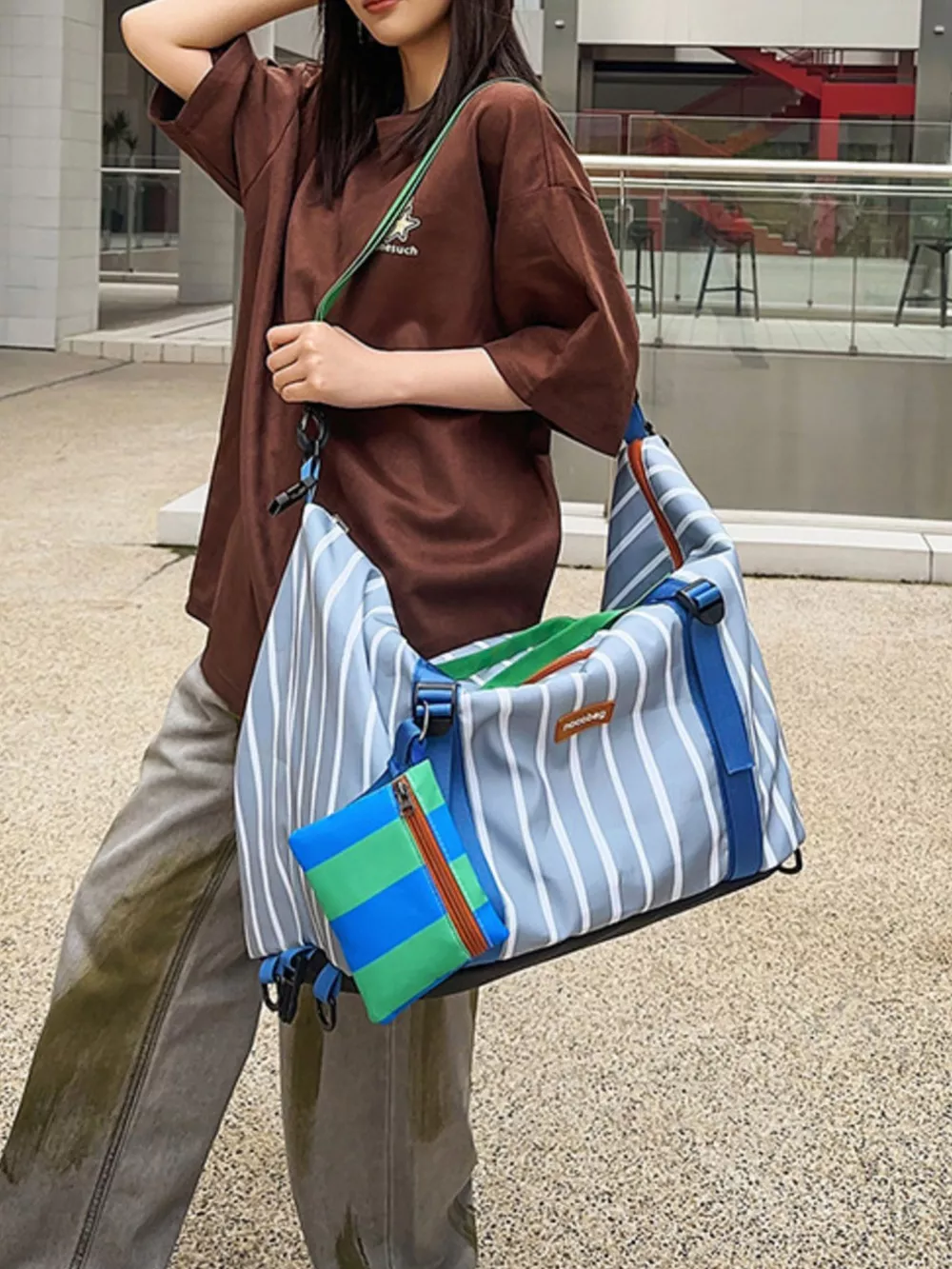 Striped Lightweight Travel Bag, image 2