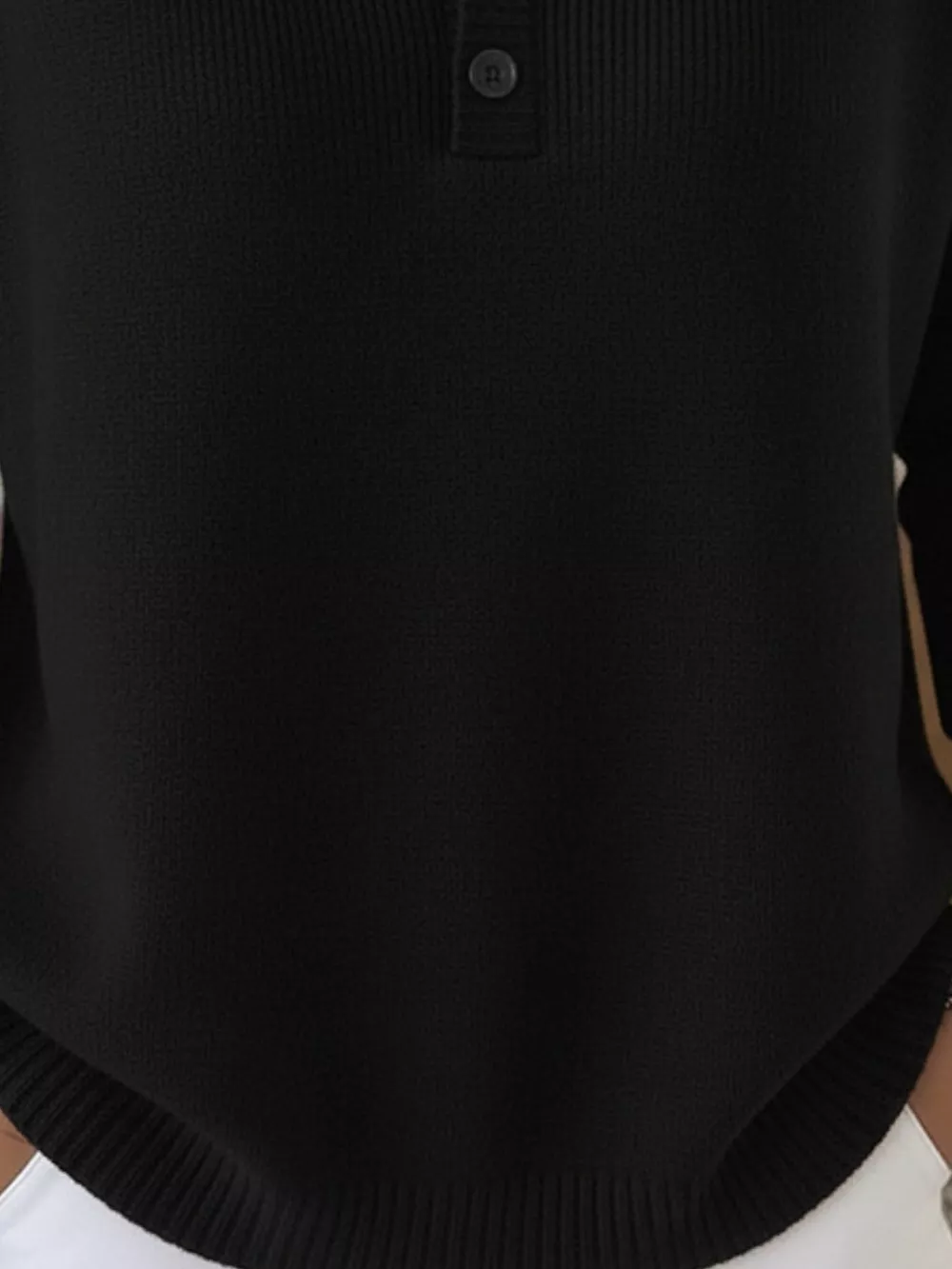 Full Size Half Button Long Sleeve Knit Top Plus Size, image 16