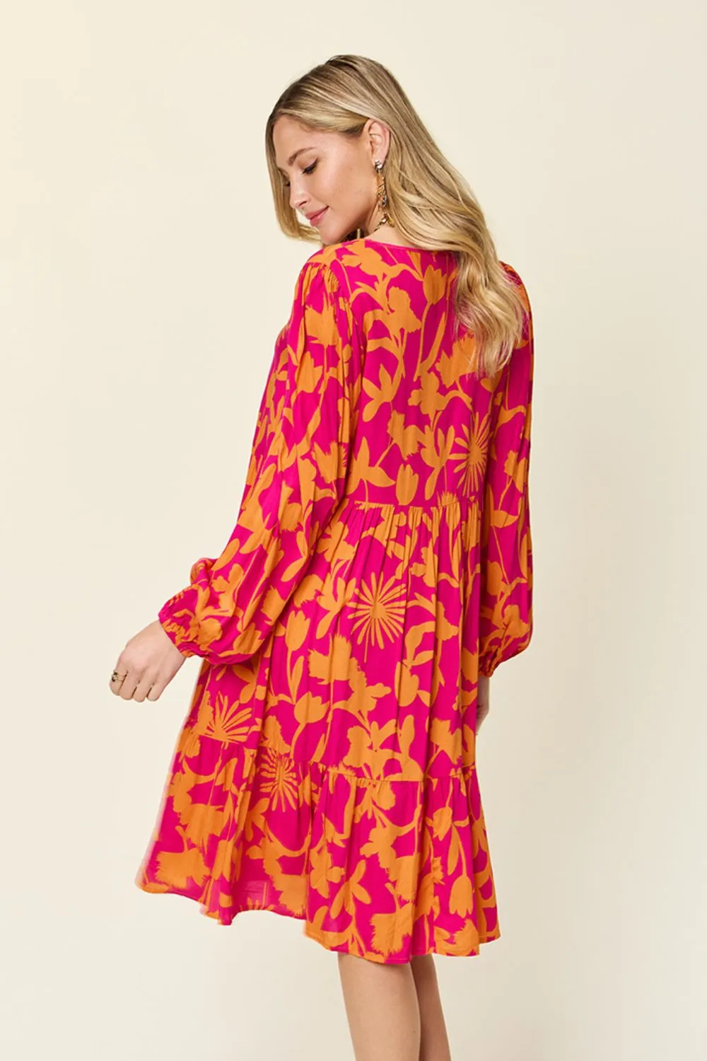 Full Size Printed Ruffle Hem Dress with Pocket, image 27