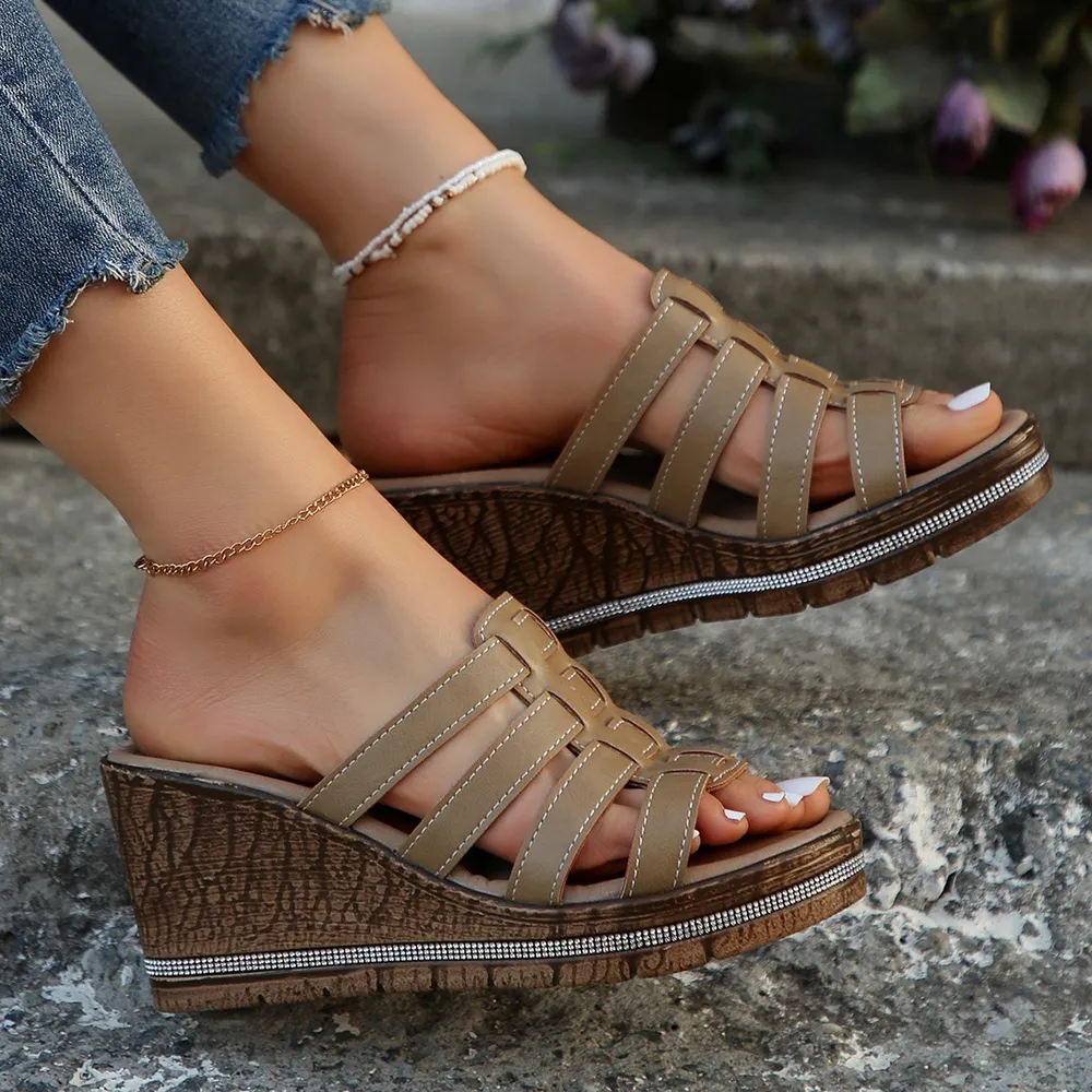 Wedge Platform Sandals with Multiple Strap Design, image 5