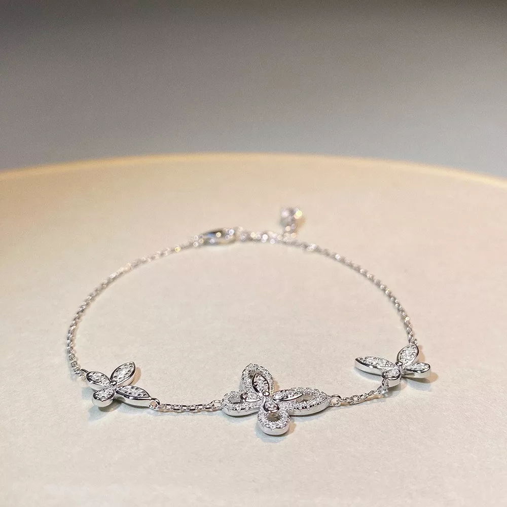 925 Sterling Silver Chain Butterfly Bracelet, image 5