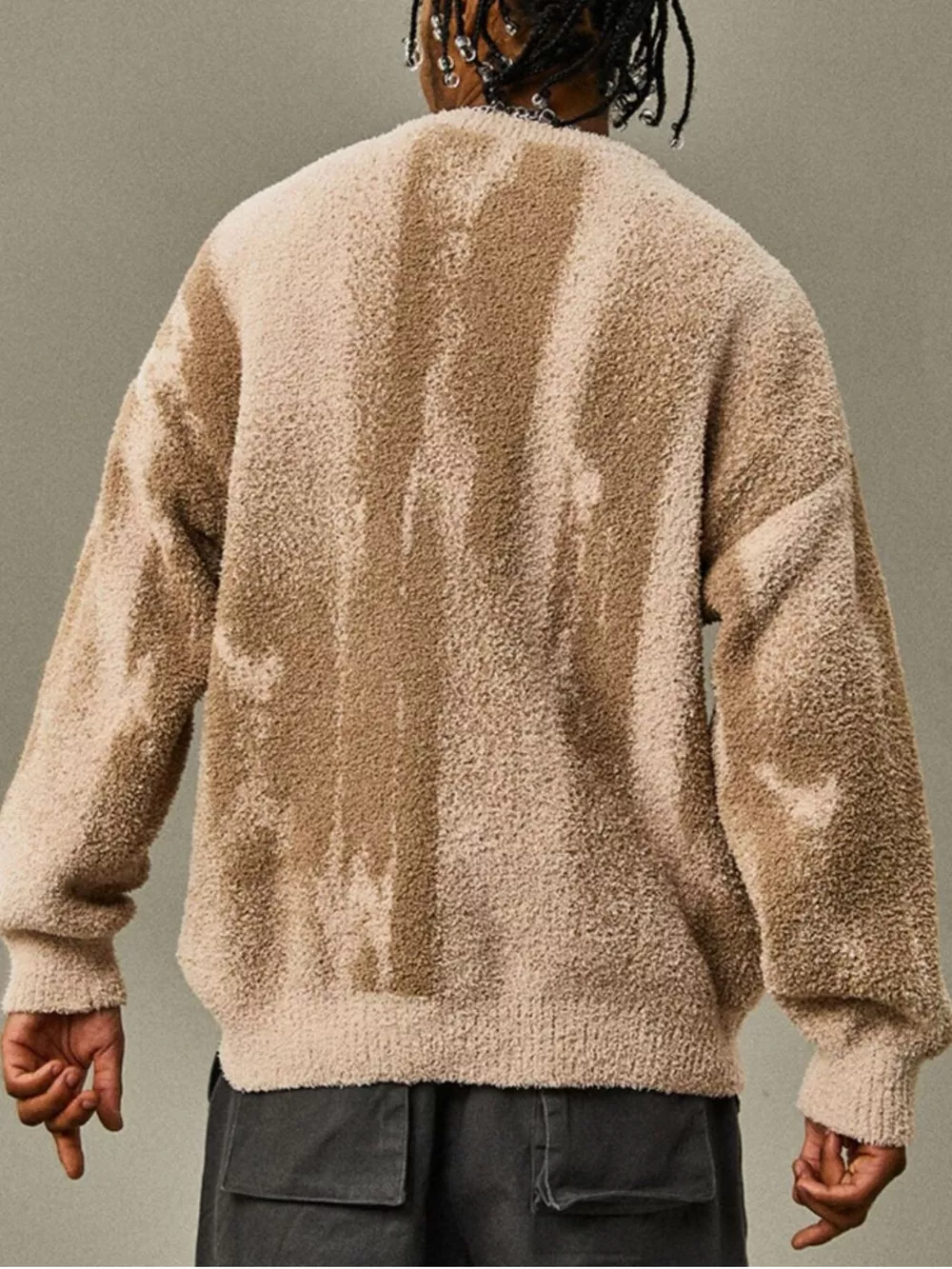 Men's Plus Size Textured Dropped Shoulder Sweater, image 4