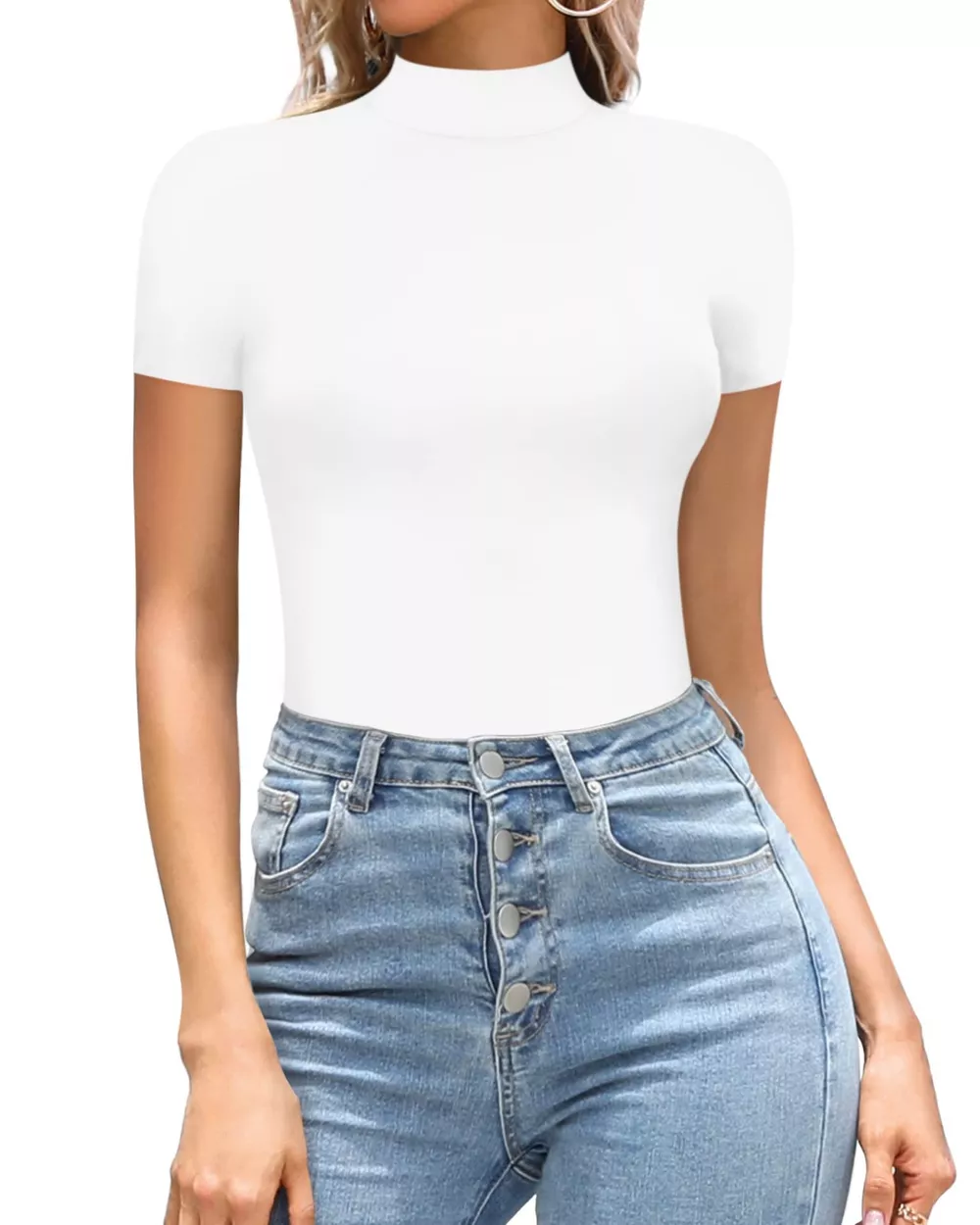 Mock Neck Short Sleeve Bodysuit, image 8