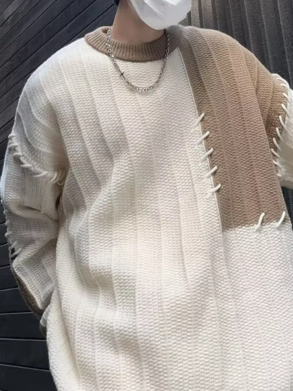 Men's Color Block Round Neck Sweater, image 3