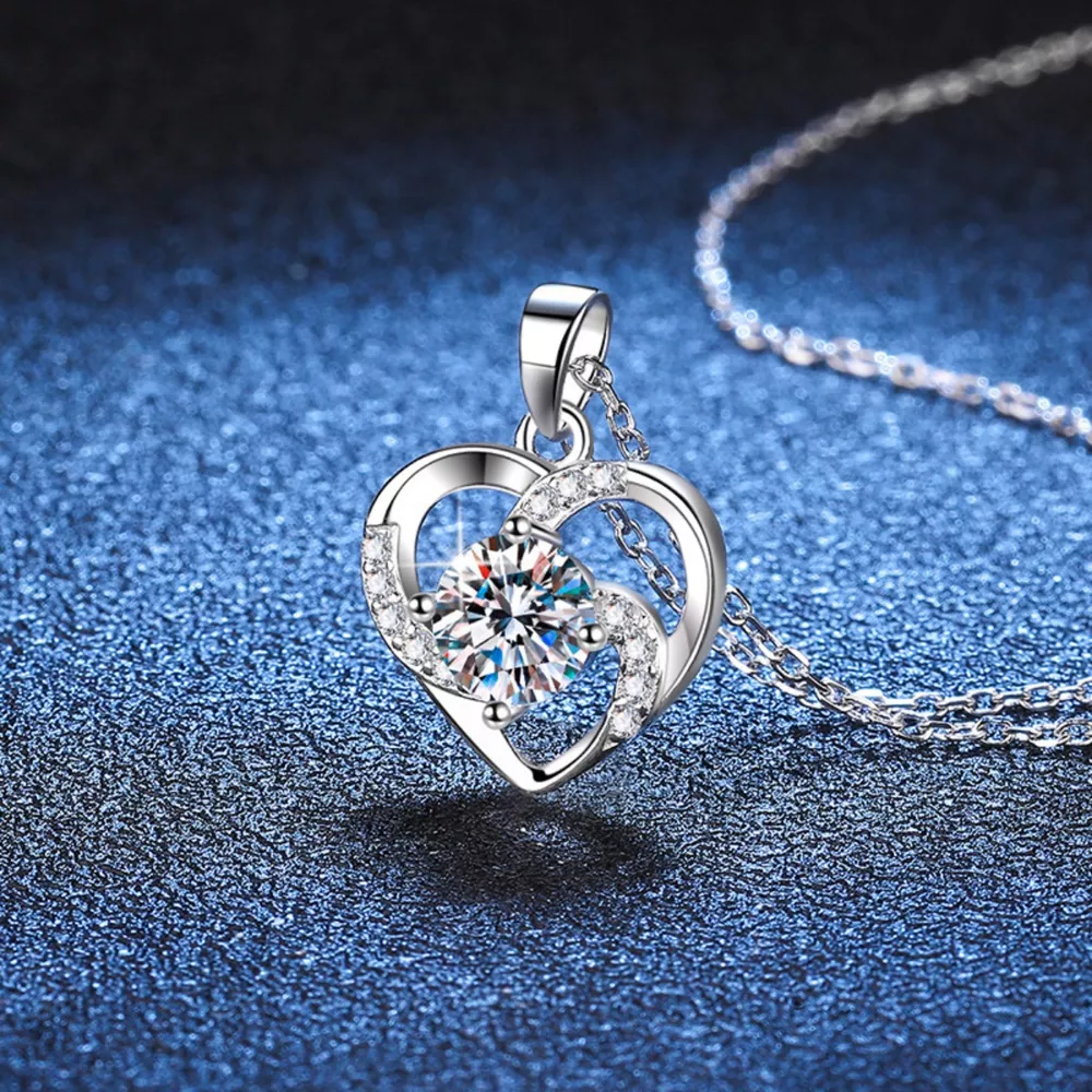 925 Sterling Silver Zircon Heart Necklace, image 2