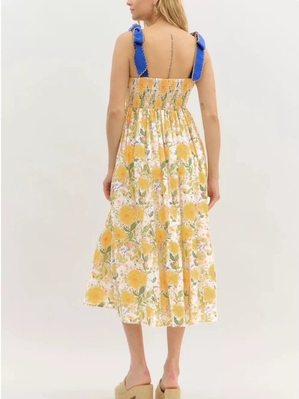 Floral Print Tie-Shoulder Midi Dress, image 2