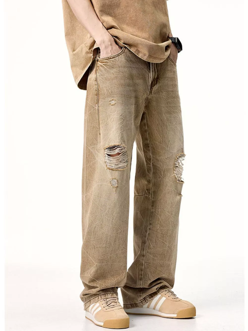 Men's Distressed Relaxed Fit Jeans, image 4