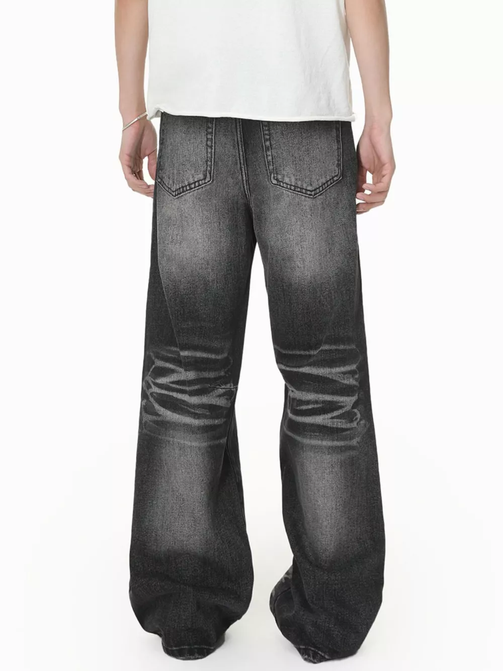 Men's Wide Leg Washed Jeans, image 3