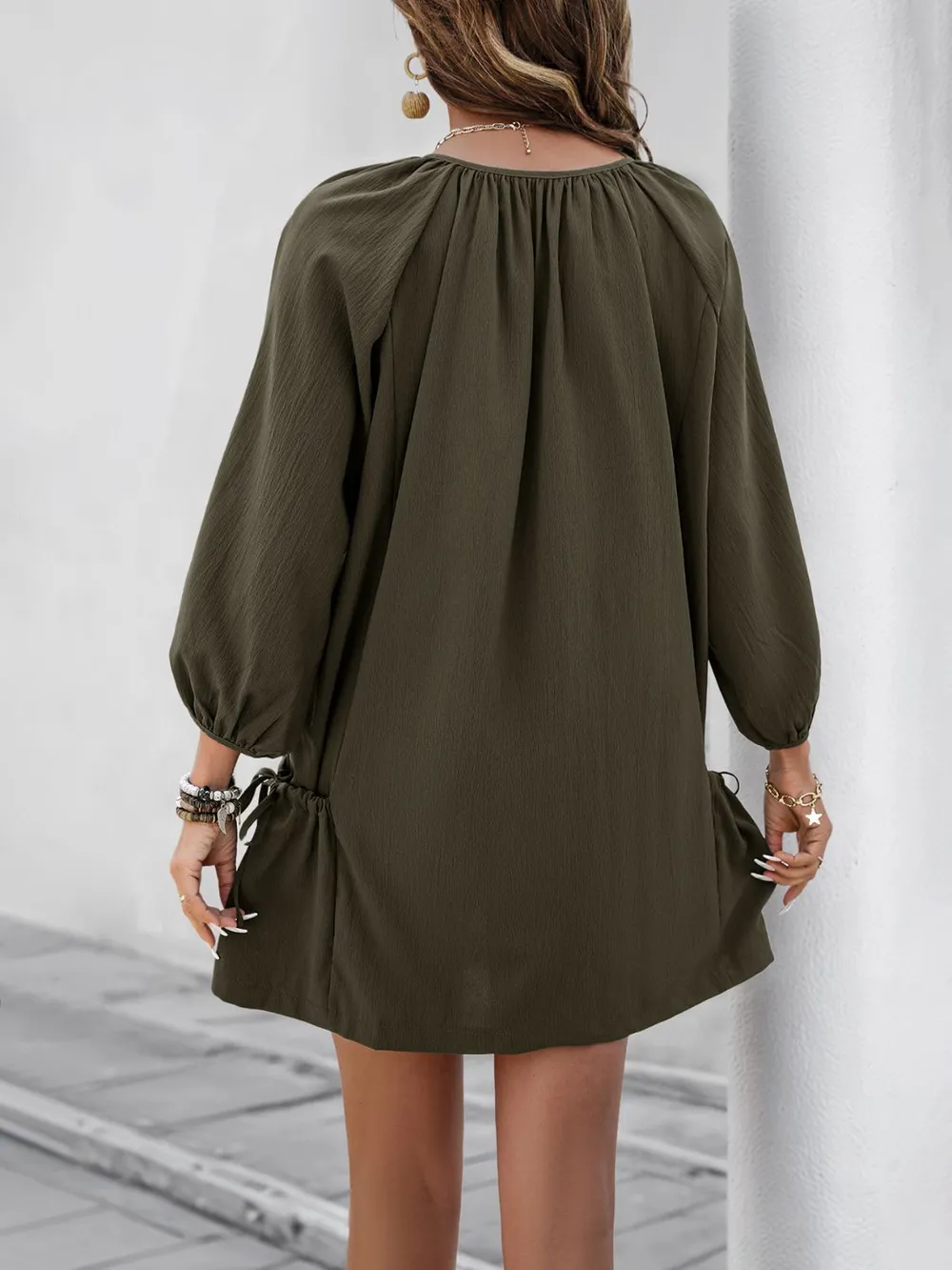 Button Front Balloon Sleeve Dress, image 7