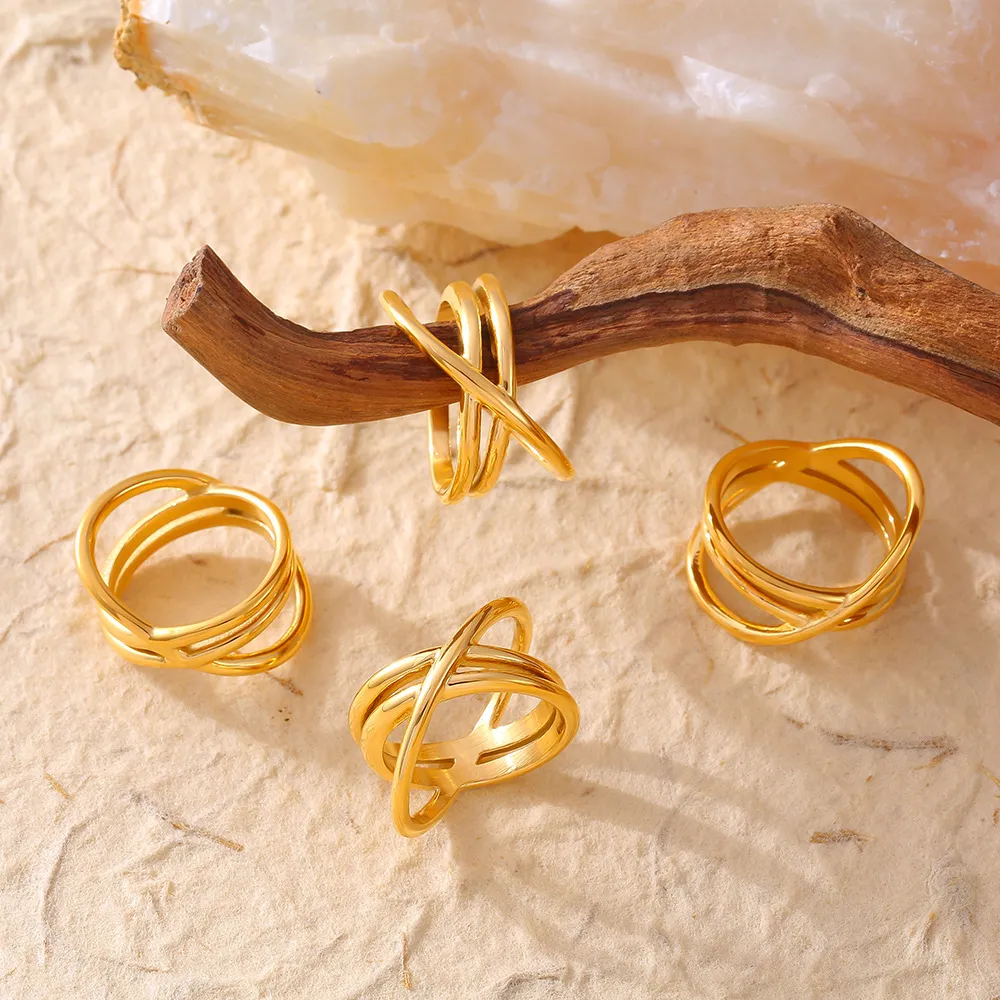 18K Gold-Plated Crisscross Ring, image 4