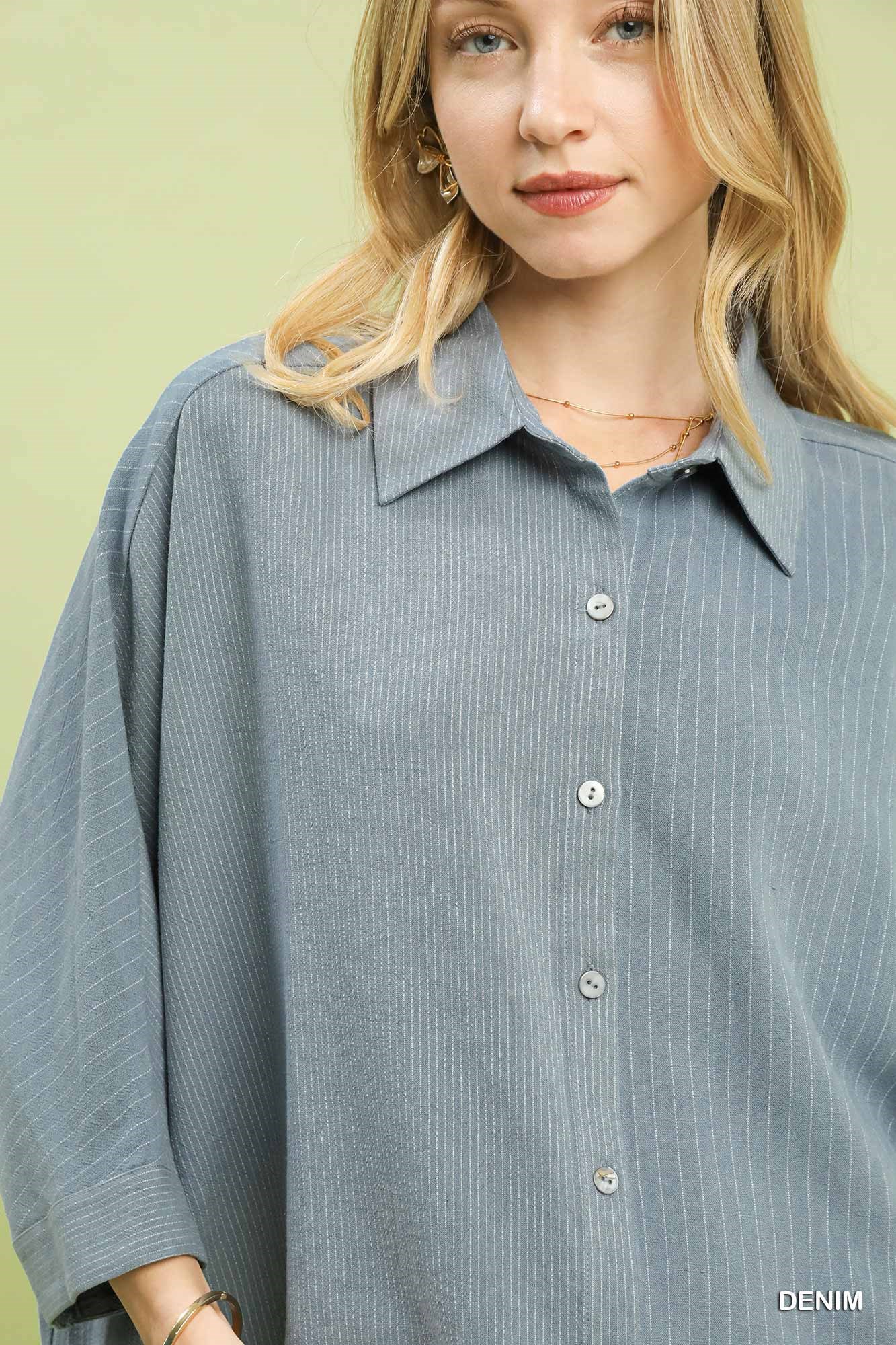 Oversized Striped Button-Down Shirt, image 5