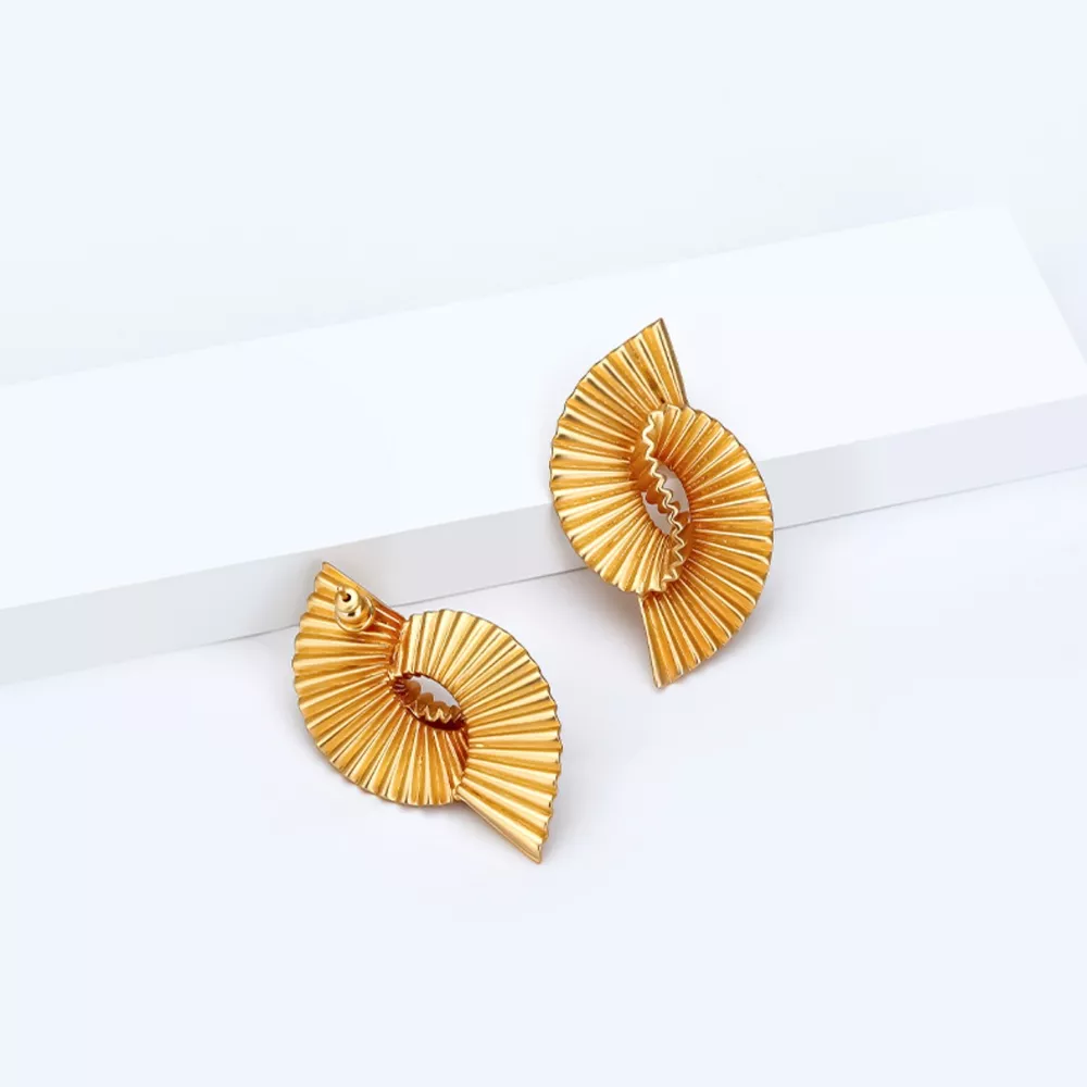18K Gold-Plated Copper Geometric Spiral Earrings, image 3