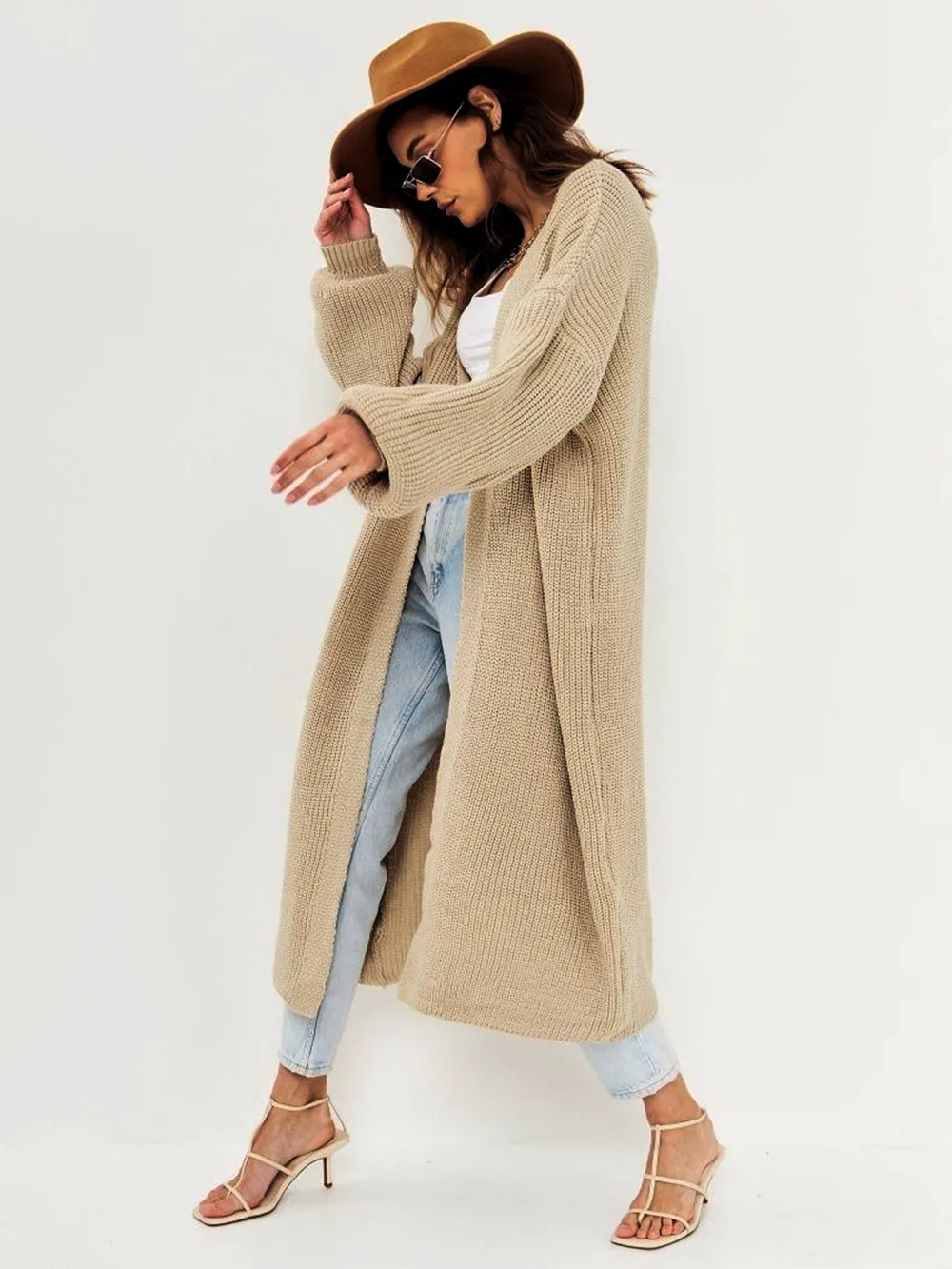 Open Front Long Sleeve Longline Cardigan, image 7