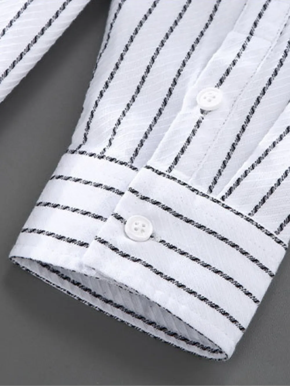 Men's Plus Size Striped Button Up Long Sleeve Shirt, image 4