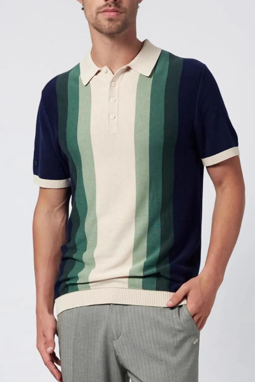 Men's Plus Size Contrast Striped Short Sleeve Polo, image 4