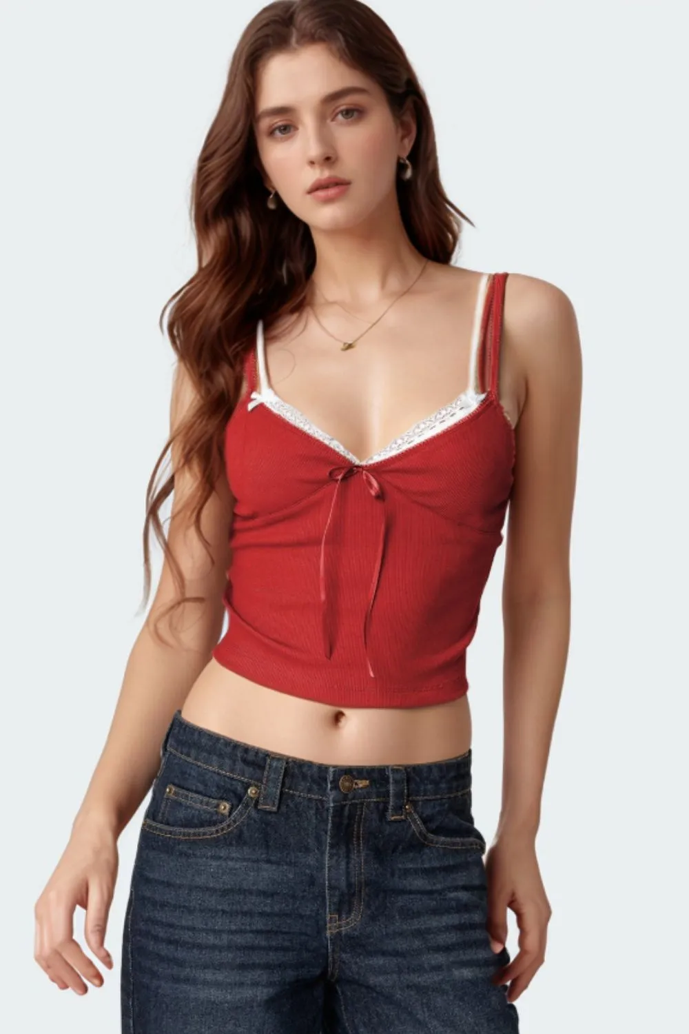Lace Detail V-Neck Cami, image 2