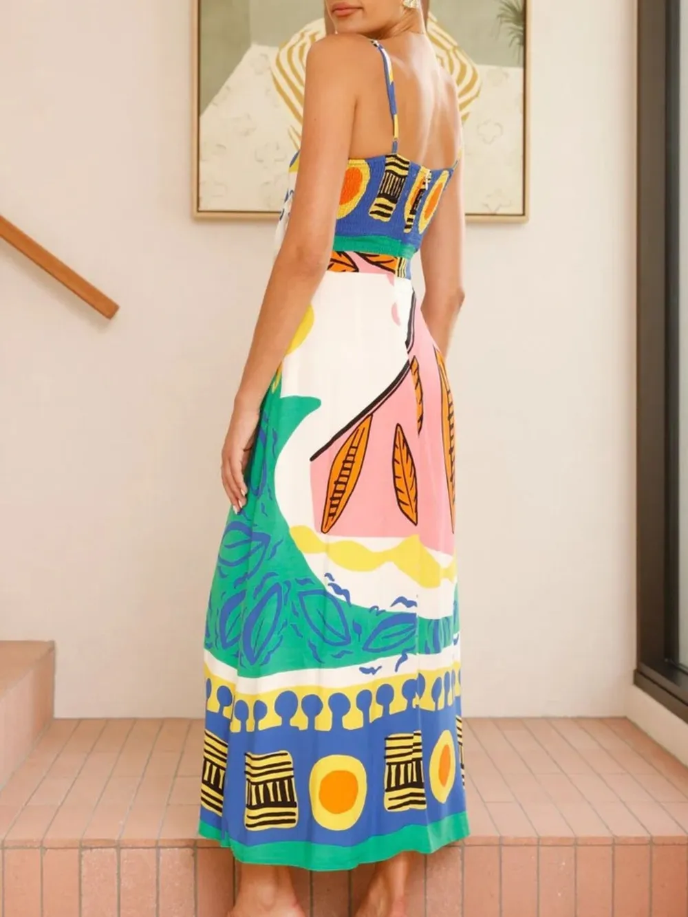 Tied Front Printed Slit Maxi Cami Dress, image 11