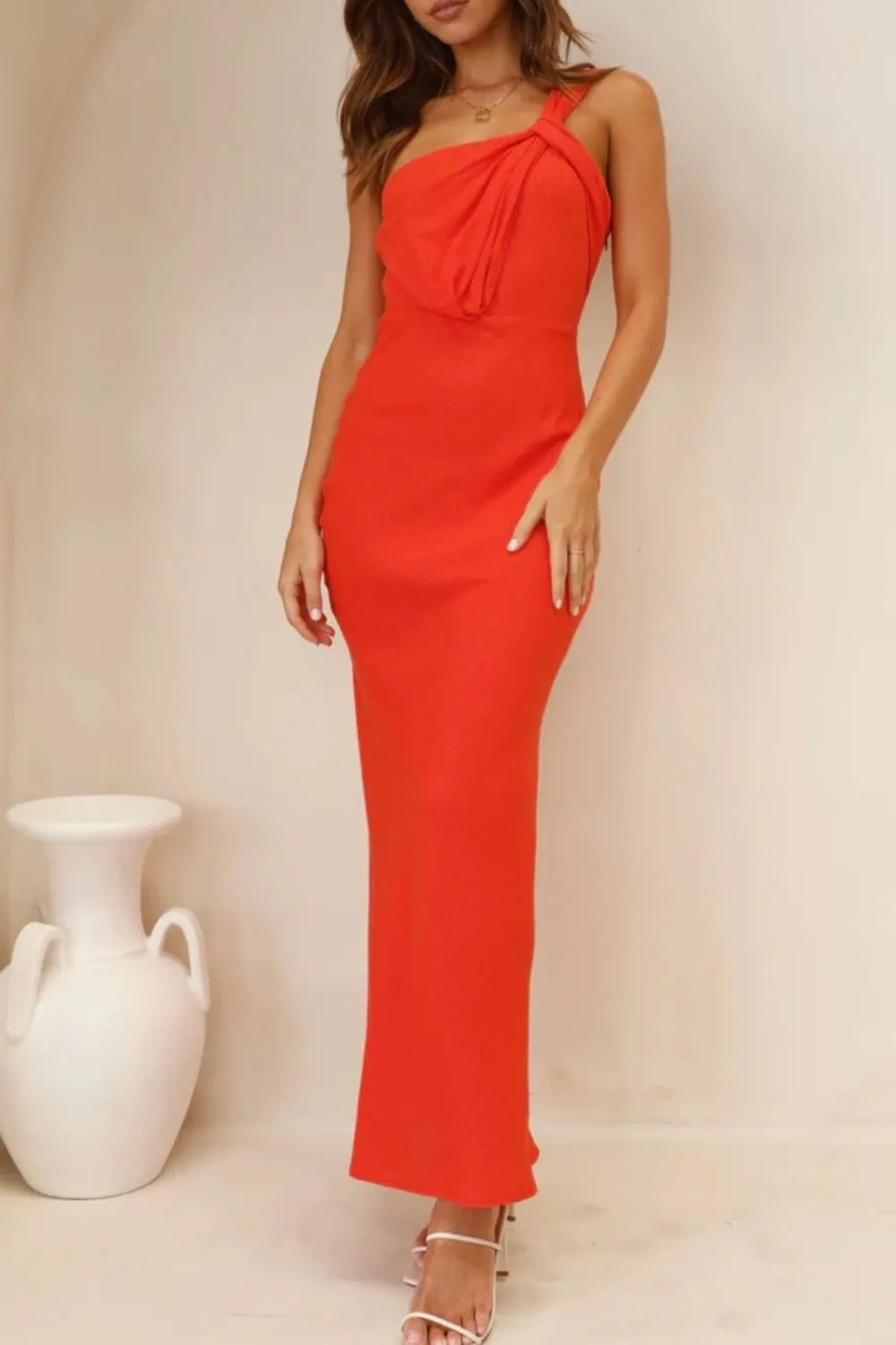 Ruched Single Shoulder Maxi Dress, image 2