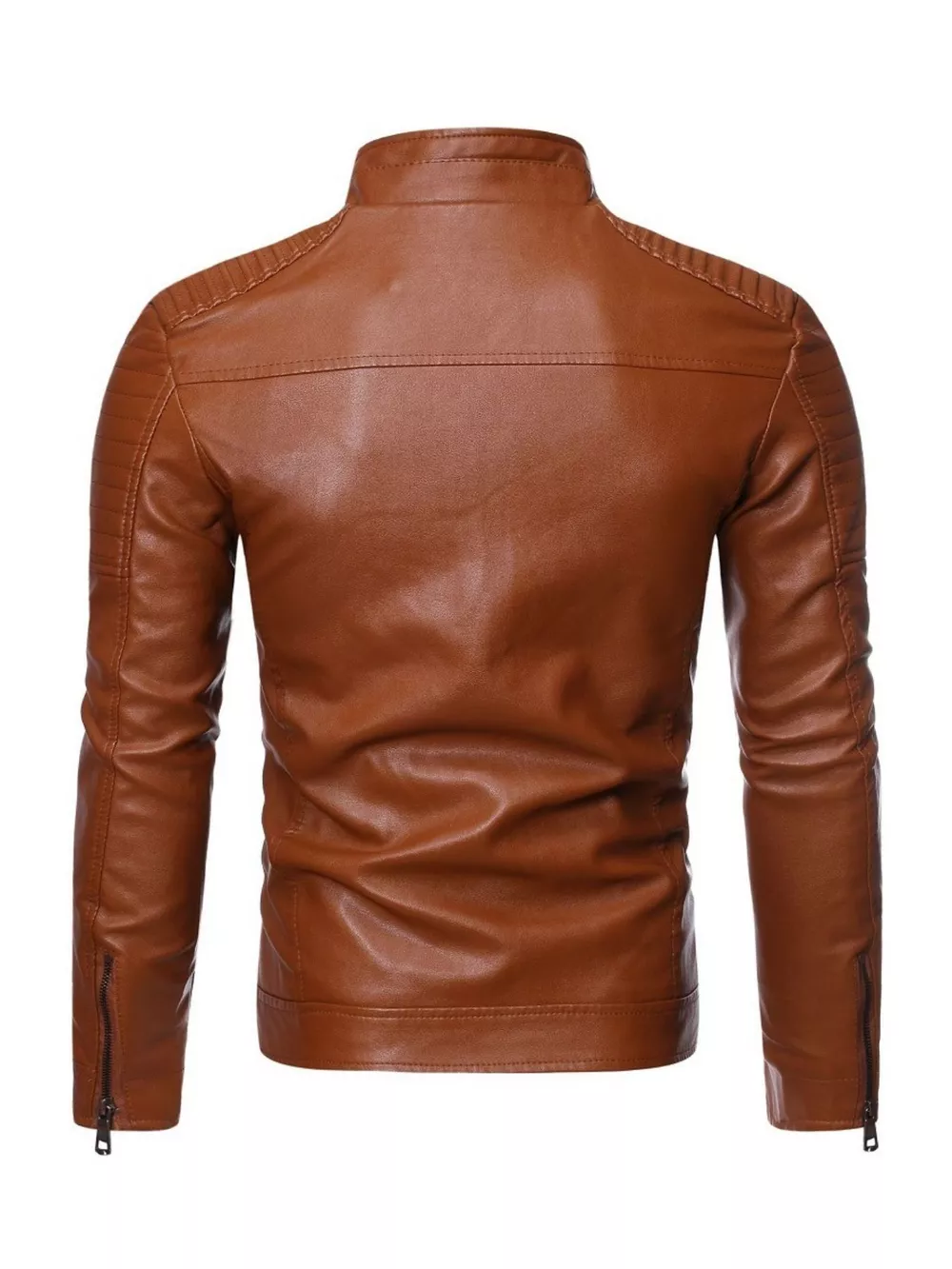 Men's Plus Size Zip Up Leather Moto Jacket, image 3