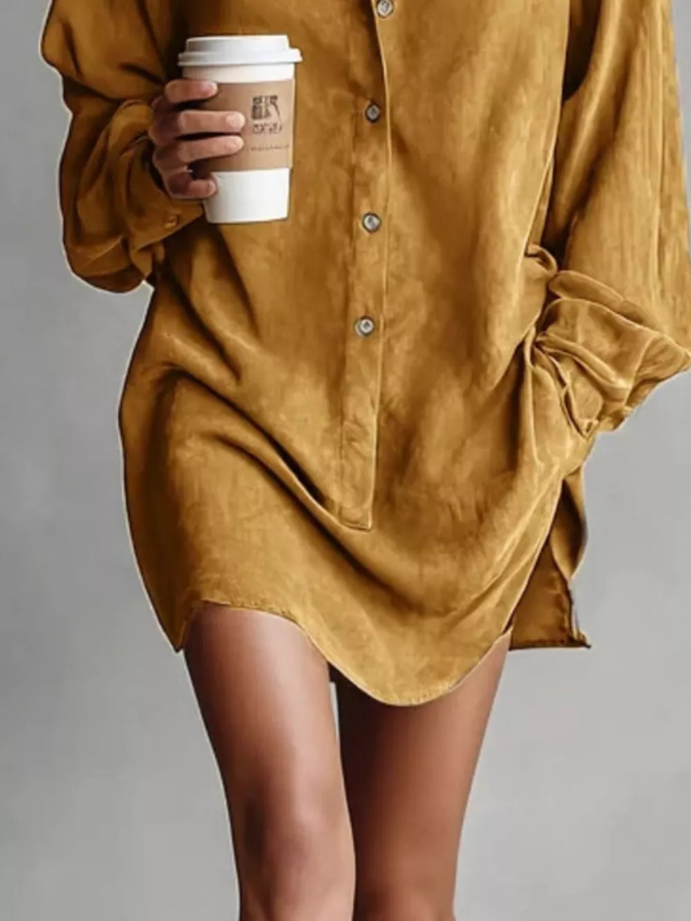 Contrast Collar Mini Shirt Dress, image 6
