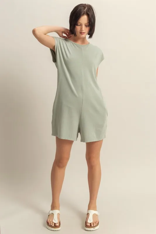 Round Neck Cap Sleeve Relaxed Fit Breezy Romper, image 5