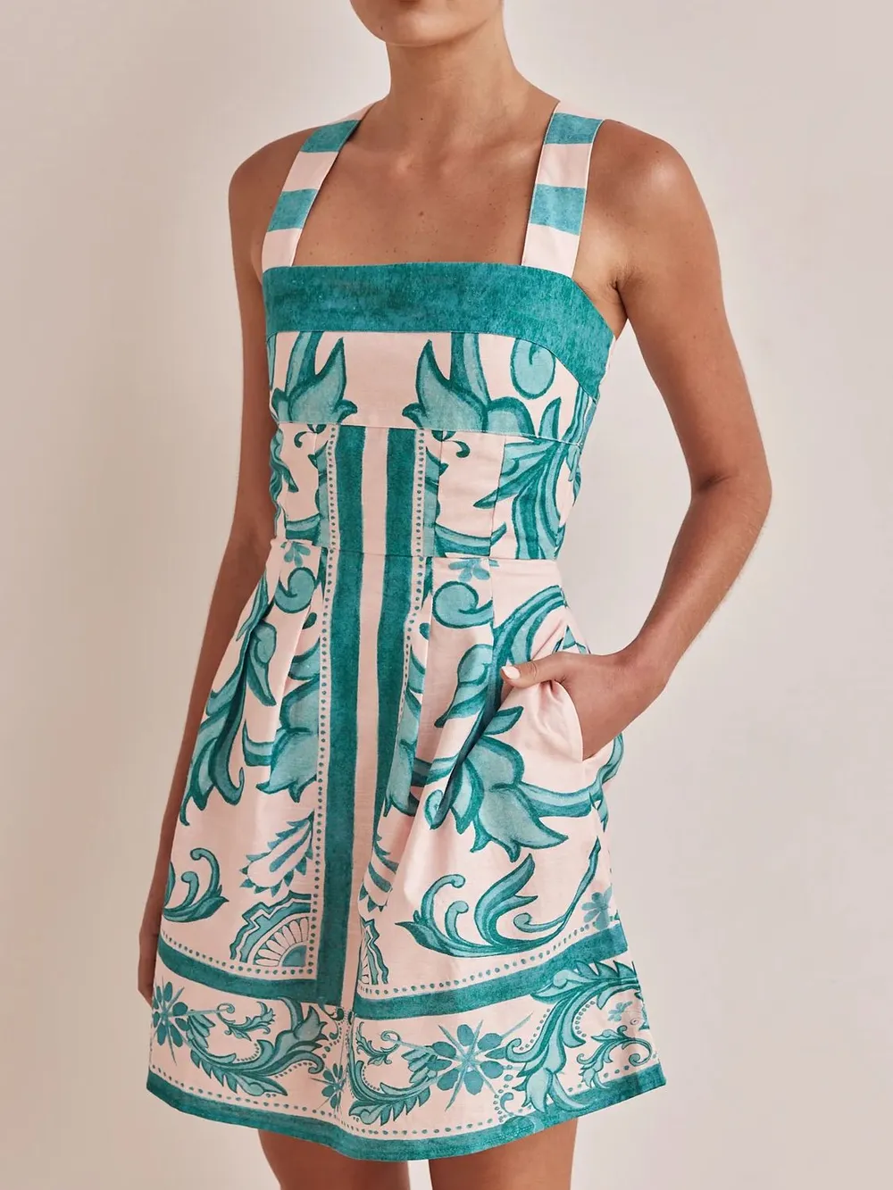 Printed Square Neck Midi Dress, image 24