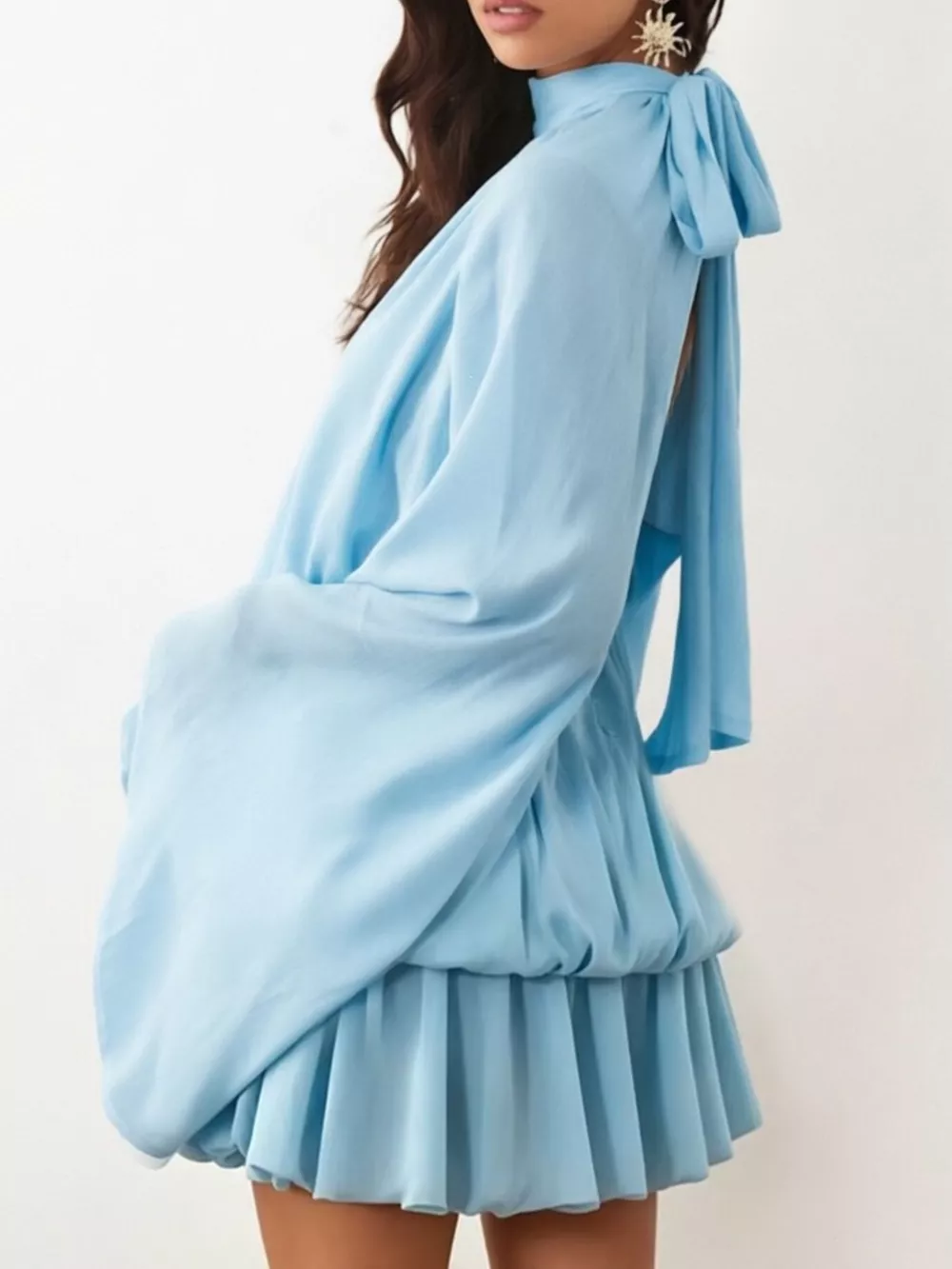 Tie Back Flare Sleeve Mini Dress, image 10