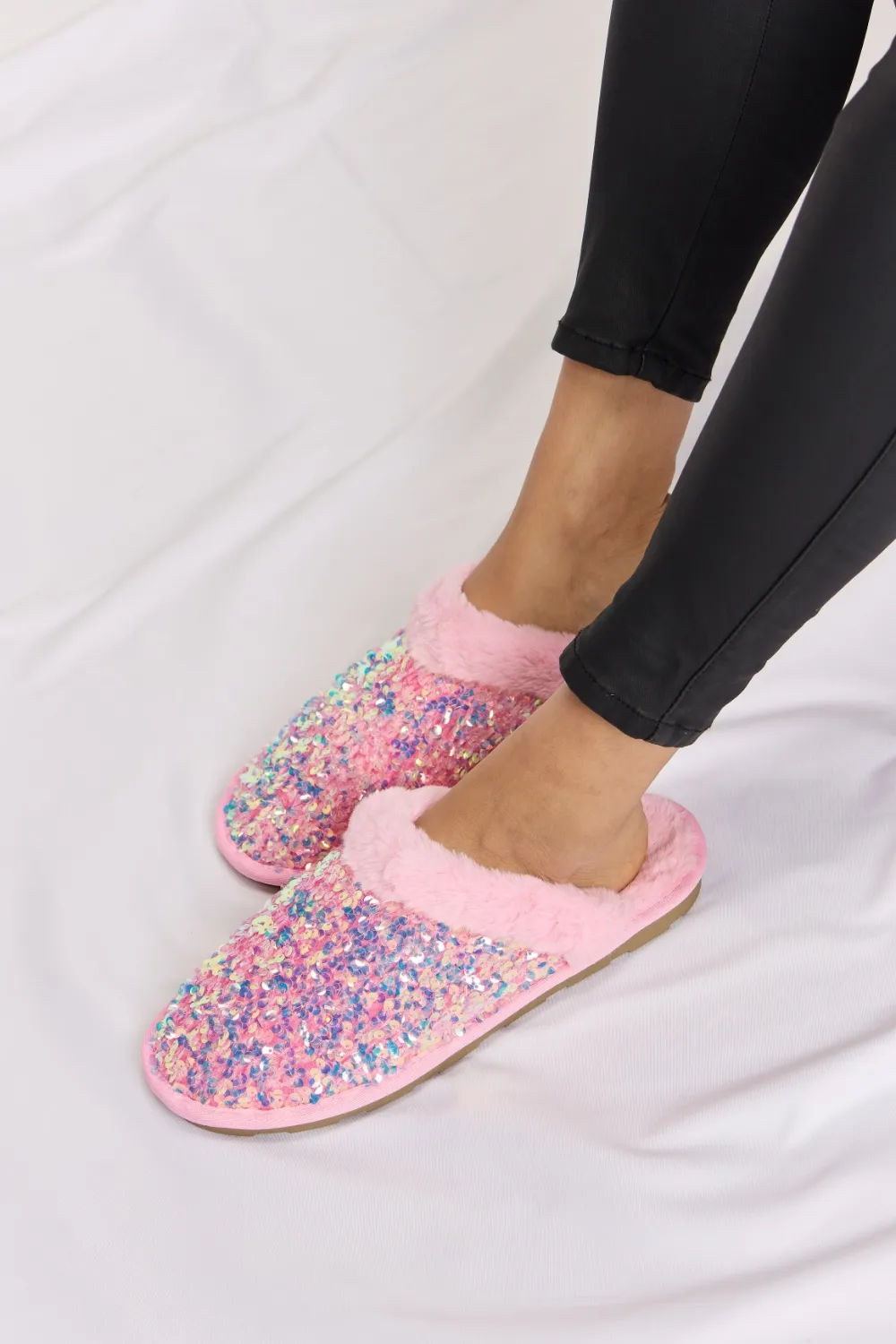 Sequin Plush Round Toe Slippers, image 6