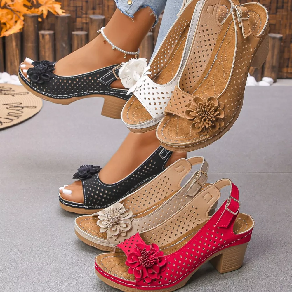 Floral Accent Block Heel Sandals, image 24