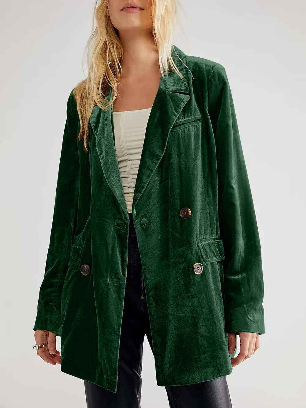 Lapel Collar Long Sleeve Blazer with Pockets, image 10