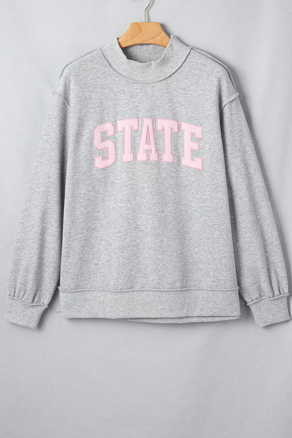 Exposed Seam Mock Neck STATE Letter Graphic Loose Sweatshirt, image 4