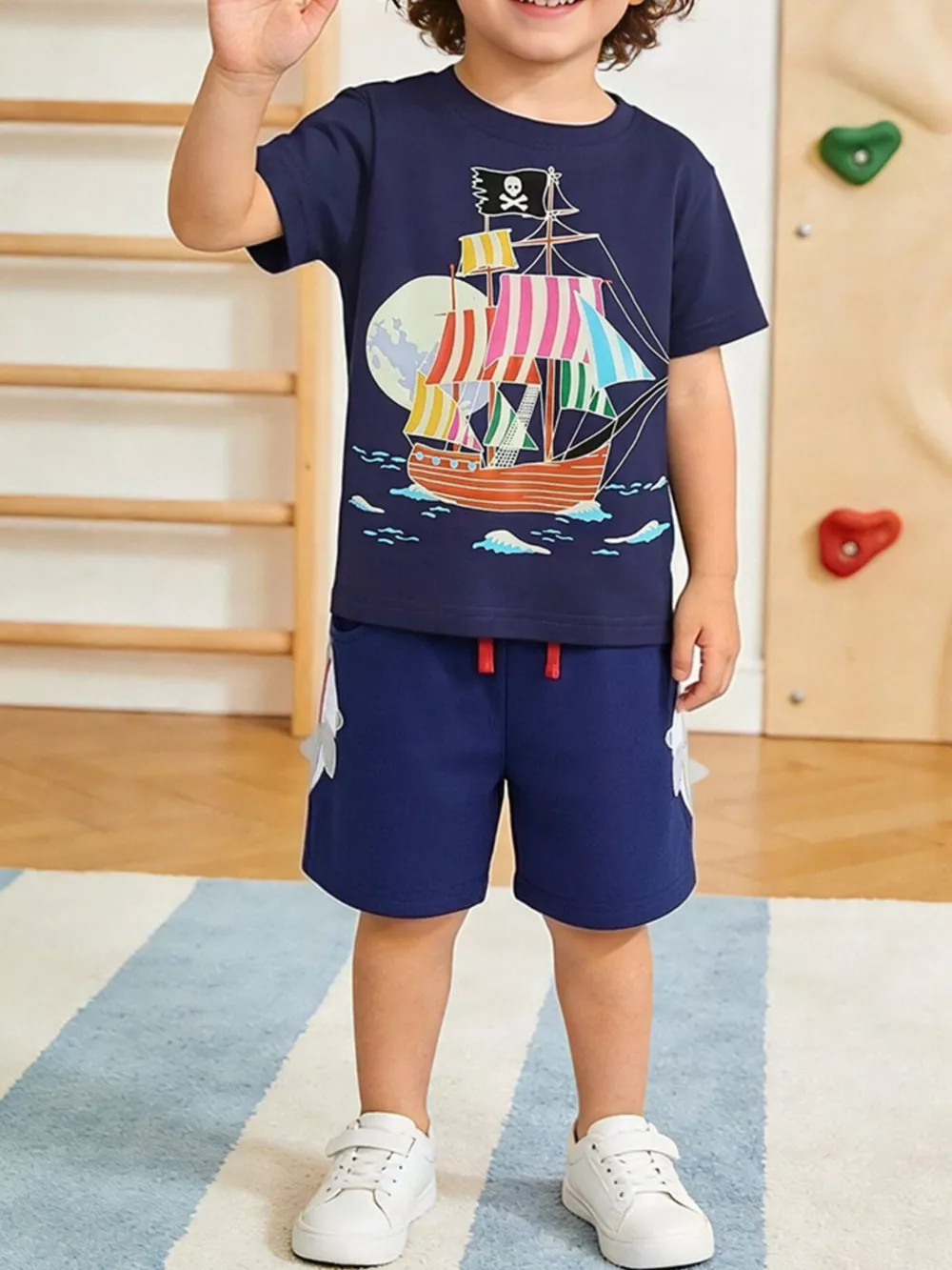 Children's Pirate Ship Graphic Tee & Shorts Set