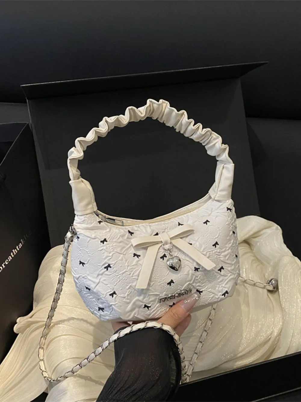 Bow Ruched Strap Crossbody Bag, image 5