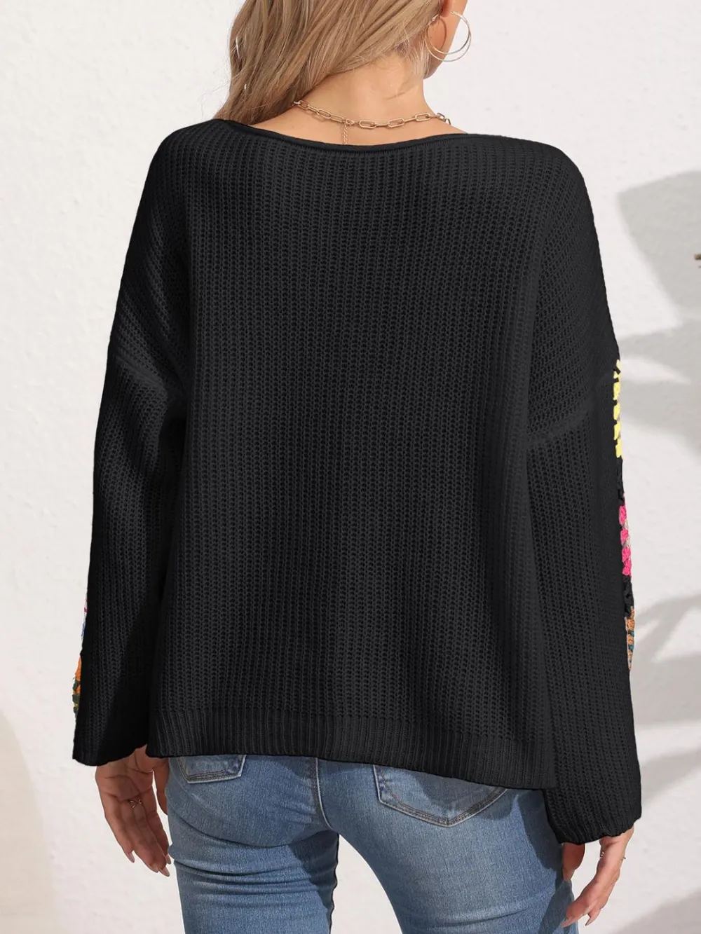 Crochet Flower Long Sleeve Sweater, image 10