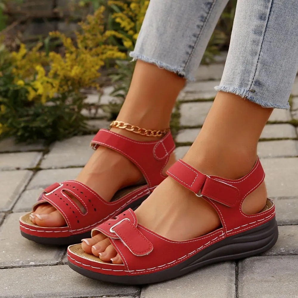 PU Leather Wedge Buckle Sandals, image 3