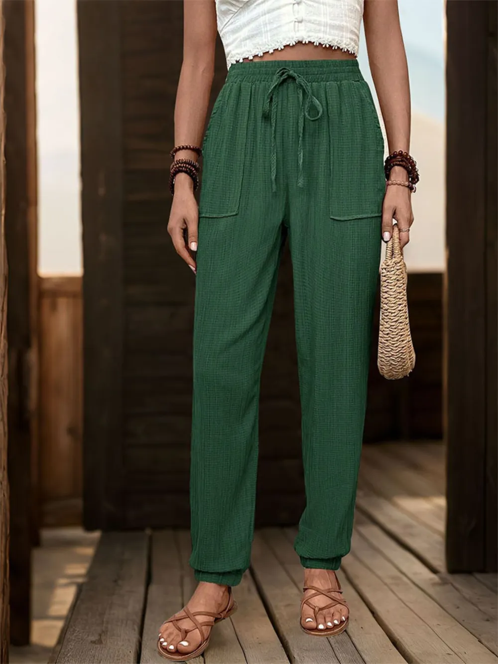 Textured High Waist Joggers, image 21