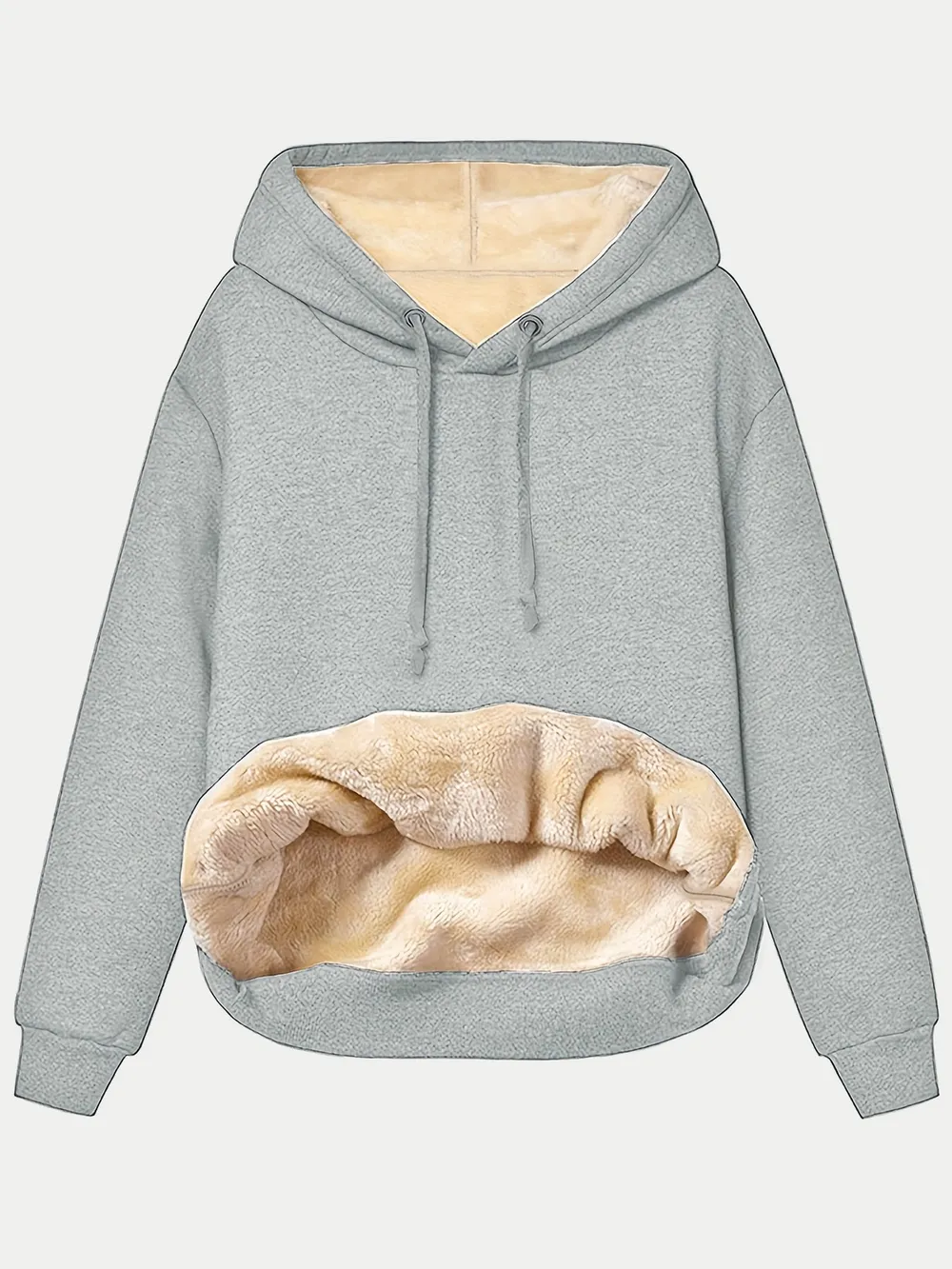 Drawstring Long Sleeve Hoodie with Kangaroo Pocket, image 15
