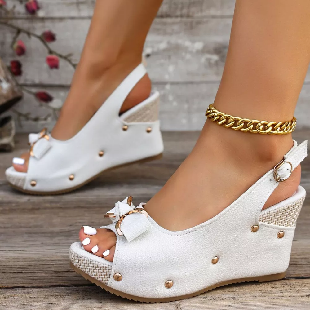 Peep Toe Wedge Sandals, image 9