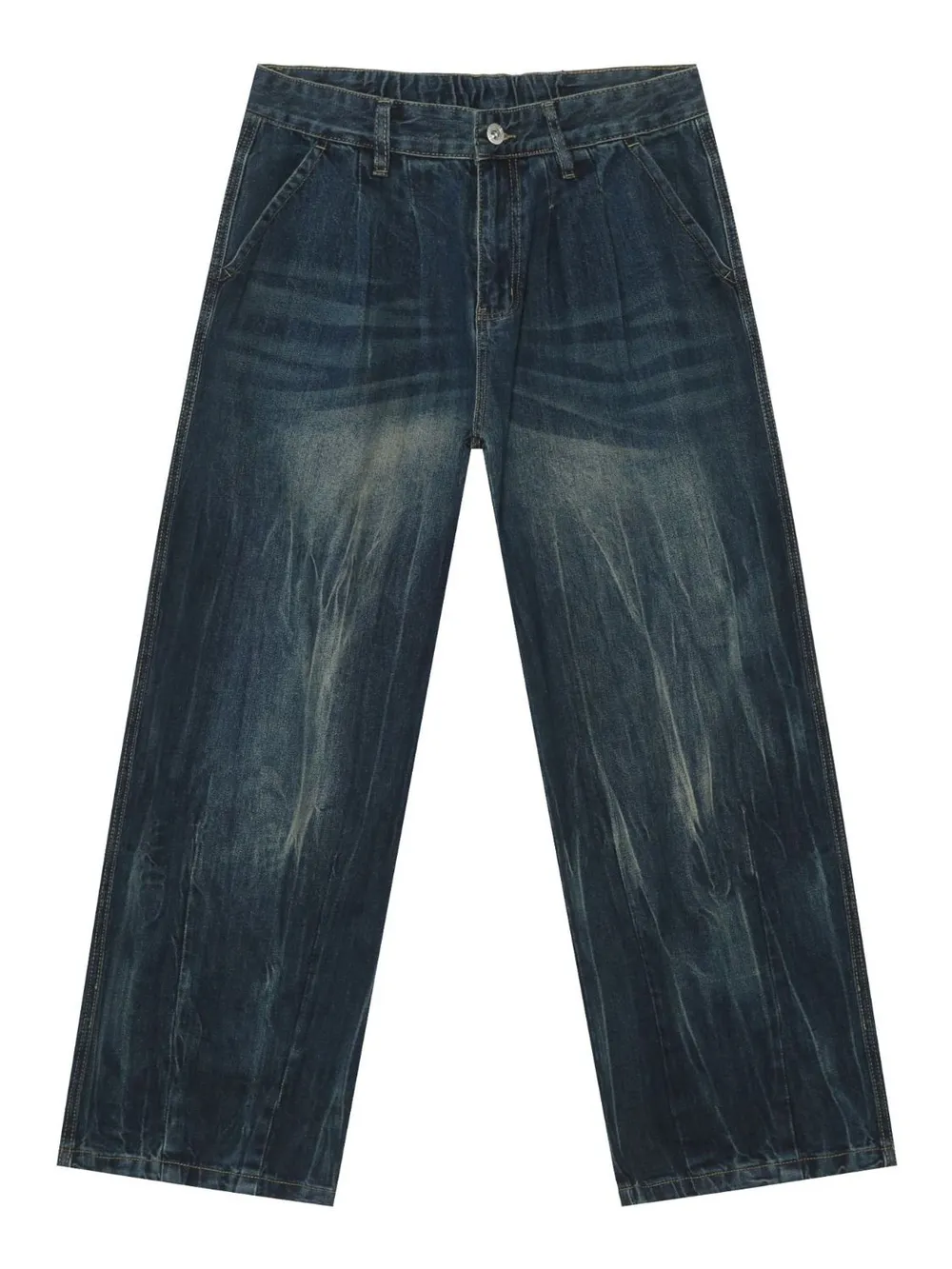 Men's High Waist Washed Jeans, image 5